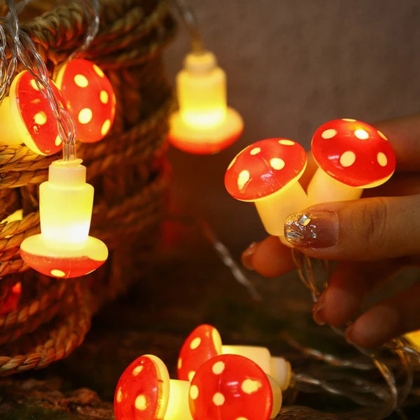Warm Glow Mushroom LED String Lights