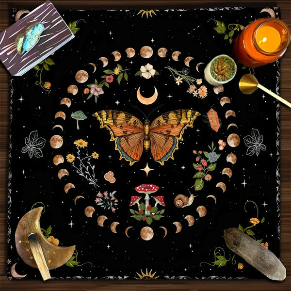 Moon phase tarot reading altar cloth mat