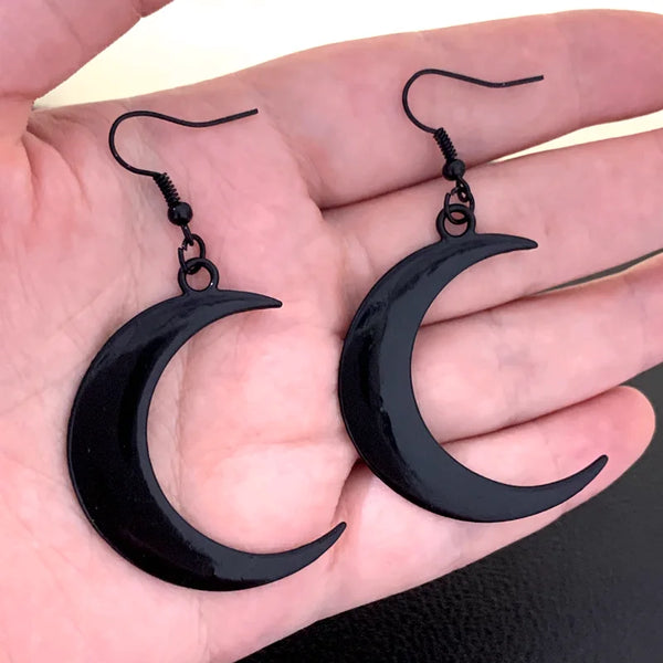 Crescent moon gothic witch earrings